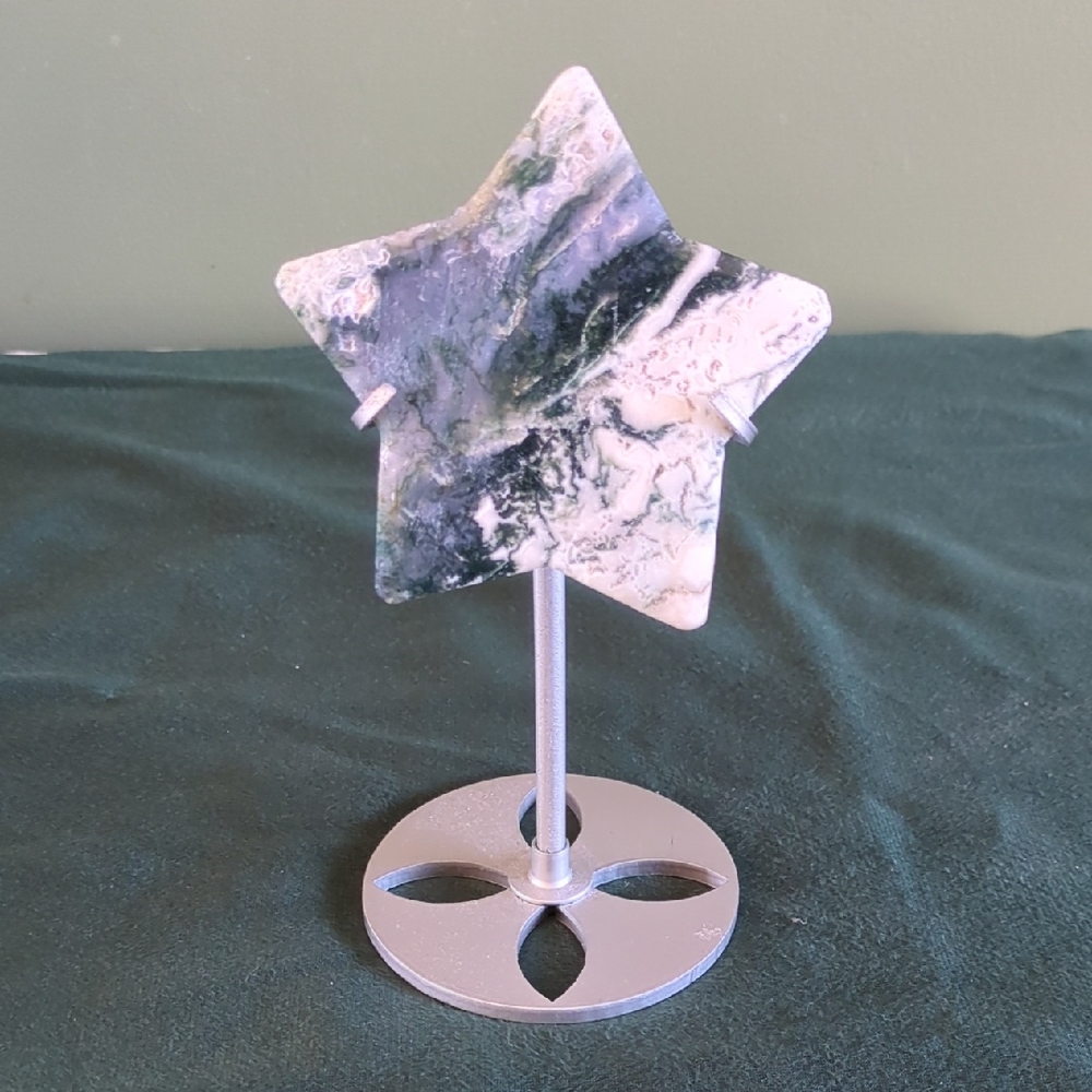 Moss Agate Star On Stand Statement Piece